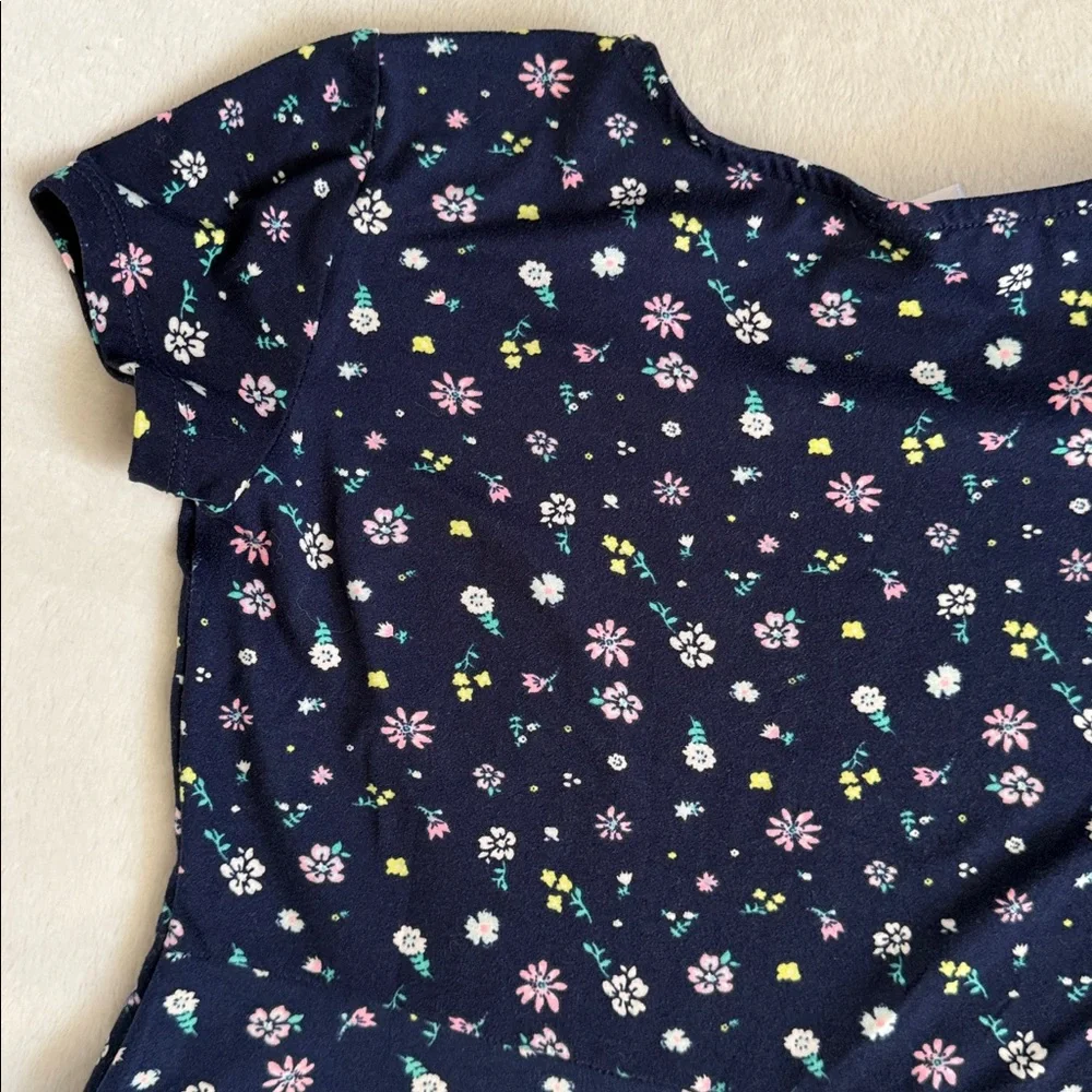 City Streets | Floral Short Sleeve Pullover Dress Navy Blue (M 10/12) - Picture 10 of 14
